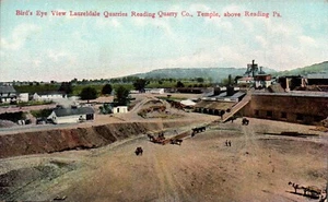 TEMPLE, PA. POSTCARD Bird's-Eye View Laureldale Quarries, Reading Quarry Co. - Picture 1 of 2