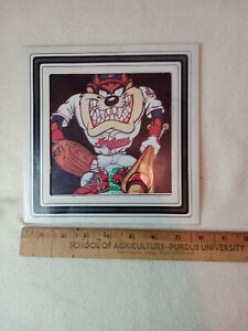 TAZ picture, in Indians baseball attire, 8x8, glass front, paper frame