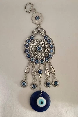 Evil Eye Home Decor Wall Hanging Pendant Turkish Blue Hamsa Hand - Image 1 of 3