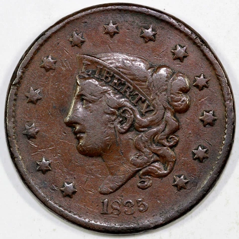 1835 1c N-14 Matron Head Large Cent Cover