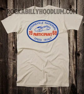 Retro Hot Rod T Shirt Tee Racing Bonnevile Speed Trials Salt Flats 1969 - Picture 1 of 7