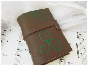 Pocket Leather Journal Celtic Triskele Leather Notebook Mini Triskelion Leather - Picture 1 of 5