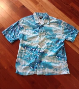 Polo Jeans Co. by Ralph Lauren Men's Medium Blue White Hawaiian Button Up Shirt - Picture 1 of 13