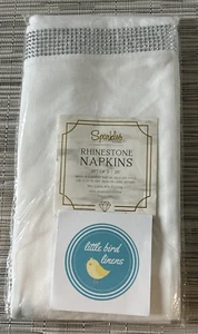 Sparkles Home Napkins Set of 2 White Rhinestones Linen Cotton New Pristine Glam - Picture 1 of 5
