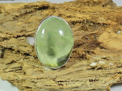 Anel de prata esterlina maciça 925 natural Prehnite tamanho EUA-6 - Imagem 1 de 4