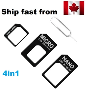 4in1 Nano microSIM Card t Standard Convert Adapter micro sim needle iphone ipad - Picture 1 of 3