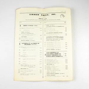 Simon Omega Enlargers Darkroom Accessories - Price List Jan 1 1962 - Pamphlet - Picture 1 of 2
