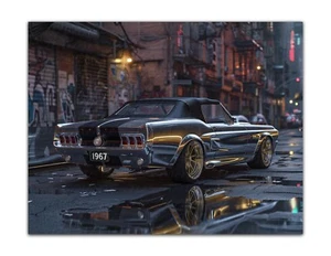 1960s Metallic Muscle Car, Back View (Mustang Inspired) Poster -ungerahmt- Print - Bild 1 von 3