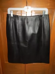 CROFT & BARROW Women's Black Lambskin Leather Short Lined Skirt Sz 8 Back Vent - Picture 1 of 10