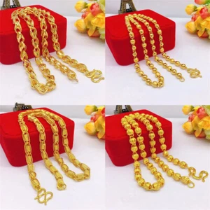 Collar de cadenas generoso genial de moda enchapado en oro amarillo de 24 quilates 4 tipos - Imagen 1 de 10