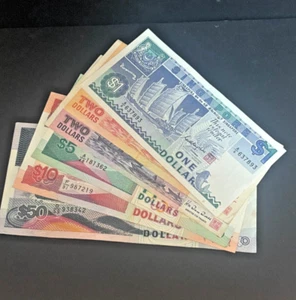 Juego de billetes 1988 (ND) serie de barcos de Singapur $50/$10/$5/$2/$1 - Imagen 1 de 5