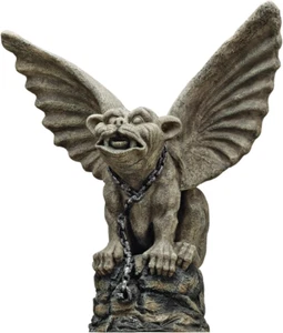 Chained Cathedral Gargoyle Statue, Two Tone Stone - Picture 1 of 12