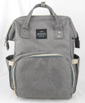 Land Oxford Cloth Waterproof Gray Diaper Bag Medium Size Backpack Mokaloo Style - Image 1 of 4