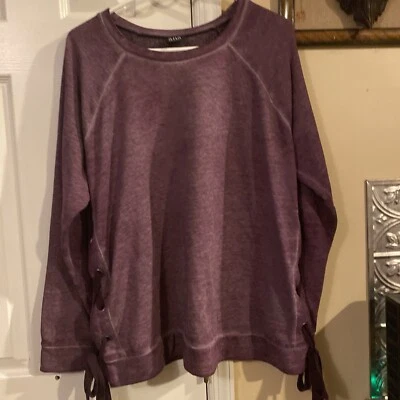 Sudadera pulóver púrpura jaspeada con cordones laterales XL de A.n.a A New Approach para mujer Foto 1 de 4