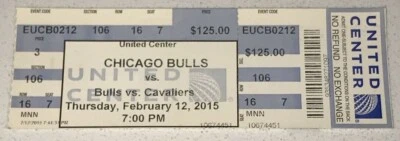 Ingresso Cavs Bulls NBA Stub United Center James Rose Irving Matchup 12/02/2015 - Imagem 1 de 2