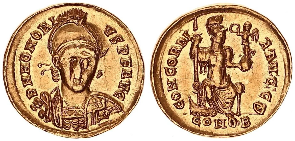 Roman Imperial Period 393-423 Honorius Solidus 397-402 Constantinople - Image 1 of 1