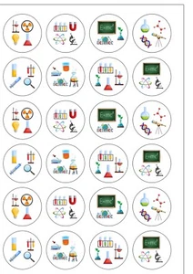 24 PRECUT Wissenschaft Biologie Chemie Physik Thema essbare Oblate Kuchen Topper - Bild 1 von 1