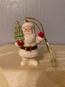 Lenox Weihnachtsmann hält Baum Weihnachtsschmuck sehr fröhliches Porzellan 3 1/2" Vintage - Bild 1 von 1