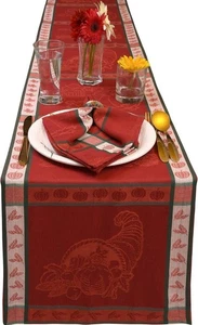 Red Dinner Napkins.(12pcs) 20x20 & 14x108 Rustic Embroidered Table Runner. New - Picture 1 of 12