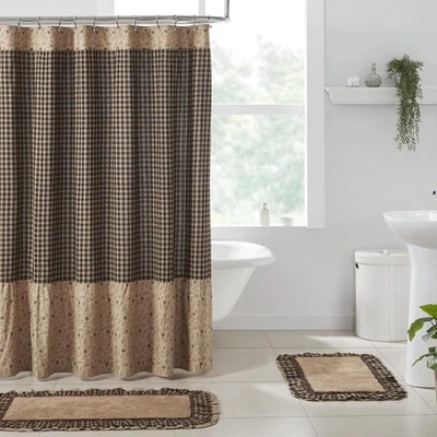 , Maisie Ruffled Patchwork Shower Curtains, Tan, 72x72 - Image 1 of 4