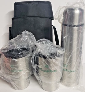 Insulated Metal Thermos Set Brand New Canister + 2 Mugs & Storage Bag - Picture 1 of 1