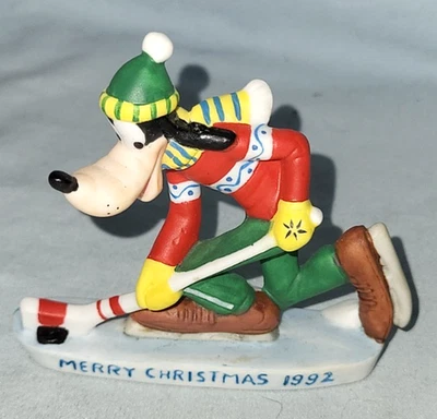 Disney Christmas Tree Ornament Ceramic Goofy Playing Hockey 1992 Taiwan - Image 1 of 2