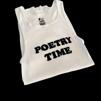 Camiseta sin mangas larga Poetry Time Written Word impresa para mujer Alt Punk talla grande NUEVA Foto 1 de 4