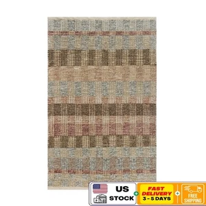 Multi-Color Plaid Accent Rug Handmade Soft Indoor Durable Spot Clean 30x46 Rayon - Picture 1 of 10