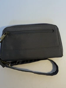 Travelon RFID blockierende sichere Ausweis Reise Geldbörse Kalbsleder marineblau grau Nylon. EUC - Bild 1 von 4