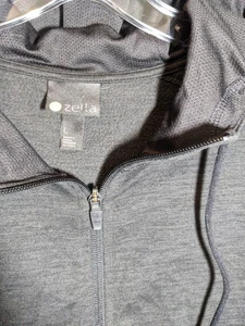 ZELLA Womens Hoodie Mind Body Energy Drawstring Full Zip Jacket Charcoal Jogger - Picture 1 of 8