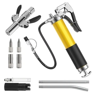 Grease Gun Kit 7000PSI Heavy Duty Aluminum Grease Gun w/ 11.8" Spring Flex Hose - Picture 1 of 13