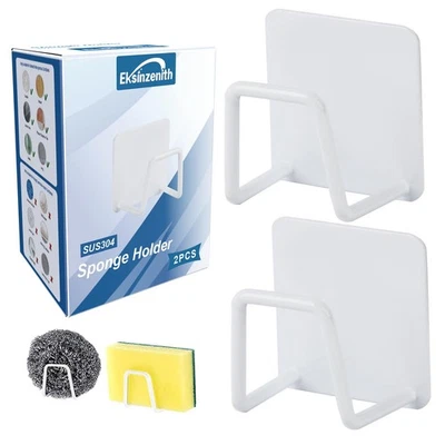 Soporte de esponja para fregadero de cocina carrito, soporte de esponja adhesivo fuerte para fregadero... Foto 1 de 4