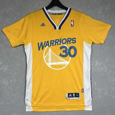 Camiseta Adidas Golden State Warriors Stephen Curry cosida amarilla para hombre pequeña” Foto 1 de 4