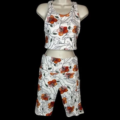 Shosho 2 Piece Floral Biker Shorts Sports Bra Set Womens M Yoga Gym Sports  Y2K - Image 1 of 4