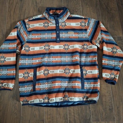 Pullover polar a presión Cinch 1/4 para hombre XL - estampado azteca suroeste naranja azul Foto 1 de 4