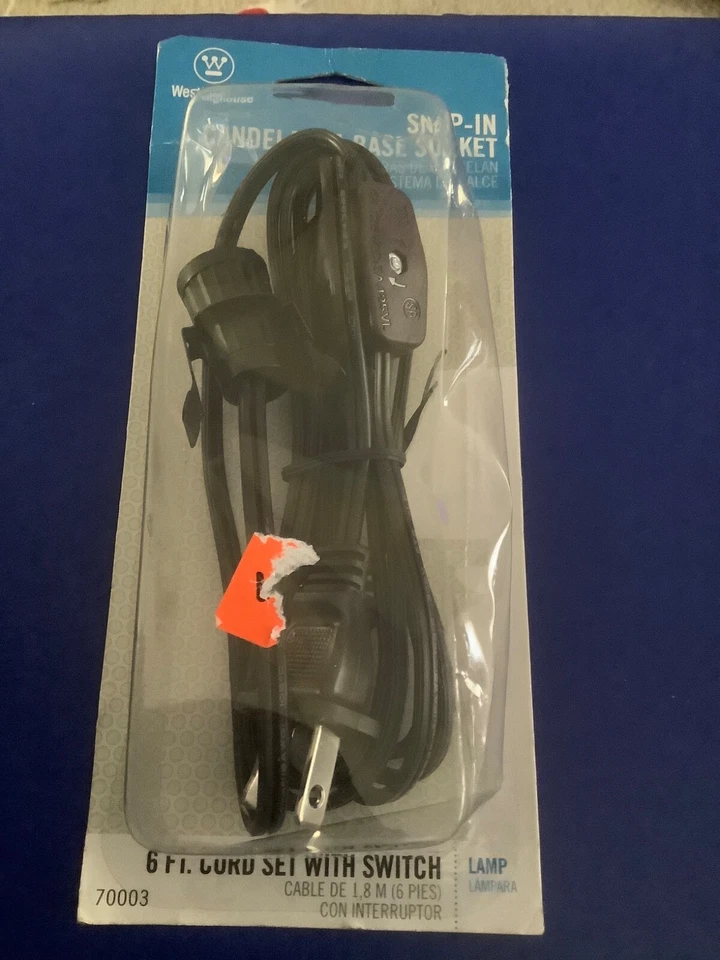 Base candelabro cable enchufe a presión Westinghouse Lighting 6' nuevo con interruptor Foto 1 de 1