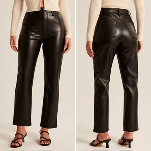 NWT Abercrombie & Fitch Women’s 20 Curve Love Vegan Leather Ankle Straight Pant - Picture 1 of 12