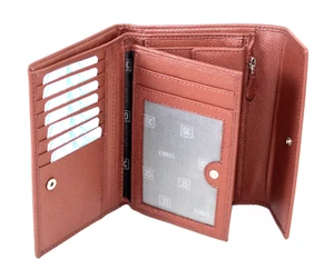 Portafoglio Donna Vera Pelle  con Portatessere porta monete borsellino a libro. - Picture 1 of 3