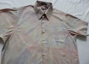 Tie Dye Pink Purple Short Sleeve Button Down Shirt - Medium Mens Hand Made - Picture 1 of 6
