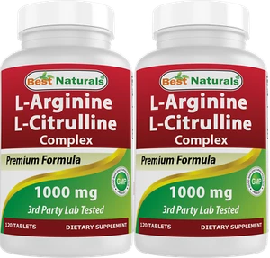 2 Pack Best Naturals L-Arginine L-Citruline Complex 1000 mg 120 Tablets - Picture 1 of 7