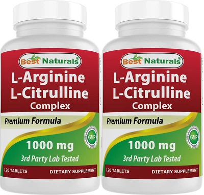 Комплекс Best Naturals L-аргинин L-цитрулин 1000 мг 120 таблеток упаковка 2 шт. - Изображение 1 из 4