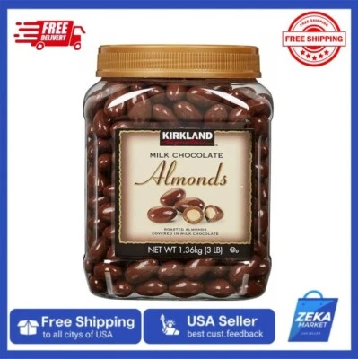 NEW Kirkland Milk Chocolate Almonds -  3 lbs Chocolate Cover Almonds Snack - Image 1 of 3
