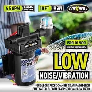 RV Fresh Water Pump 12V DC 6.5GPM 70PSI Self-Priming for RV, Marine, Yacht - Picture 1 of 7