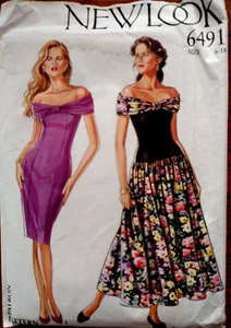 NEW LOOK #6491 Off Shoulder long and short formal dress 6 8 10 12 14 16 18 UNCUT - Picture 1 of 7