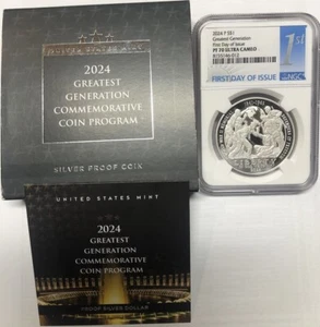 2024 GREATEST GENERATION Silver Dollar NGC PF70 FDOI 💥FLAWLESS QUALITY💥 - Picture 1 of 7