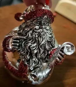 Campanella Giungla Babbo Natale Placcata Argento Ornamento Vintage Rosso Glitter Senza Scatola - Foto 1 di 6