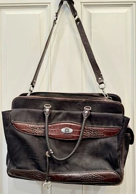 Brighton для бизнеса Марта черный коричневый крок кожи ноутбука портфель сумка - Изображение 1 из 4