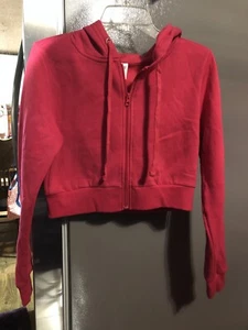 Felpa con cappuccio e zip intera cropped con coulisse rosa taglia small - Foto 1 di 4