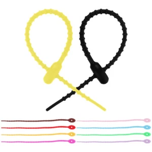 10 Pcs Silicone Tie Multi-function Cable Ties Organizer Fastener - Afbeelding 1 van 12