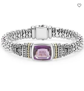 Lagos Caviar 18K/925 Sterling Silver Amethyst Bracelet, 9mm MSRV 1430.00 - Picture 1 of 12